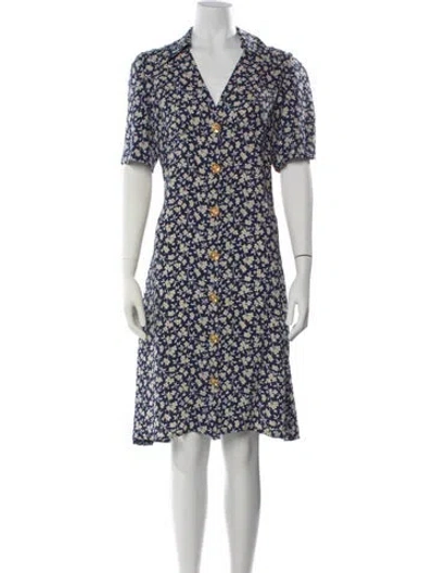 Pre-owned St John Silk Midi Length Dress In Blue