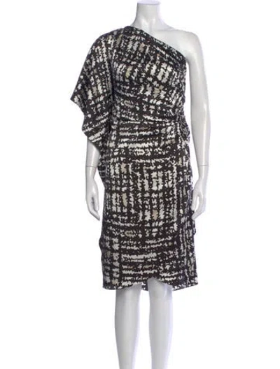 Pre-owned St John Silk Midi Length Dress In Multi