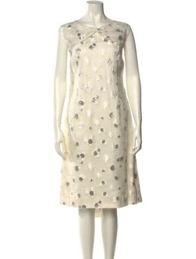 Pre-owned St John Silk Midi Length Dress In Neutral