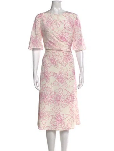 Pre-owned St John Silk Midi Length Dress In Neutral