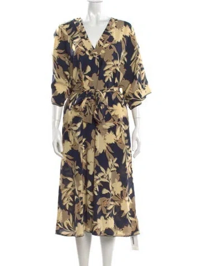 Pre-owned St John Silk Midi Length Dress In Neutral