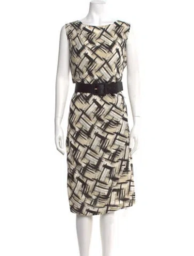 Pre-owned St John Silk Midi Length Dress In Neutral