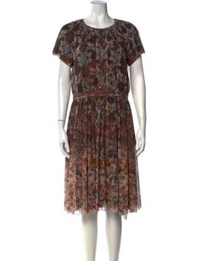 Pre-owned St John Silk Midi Length Dress In Neutral