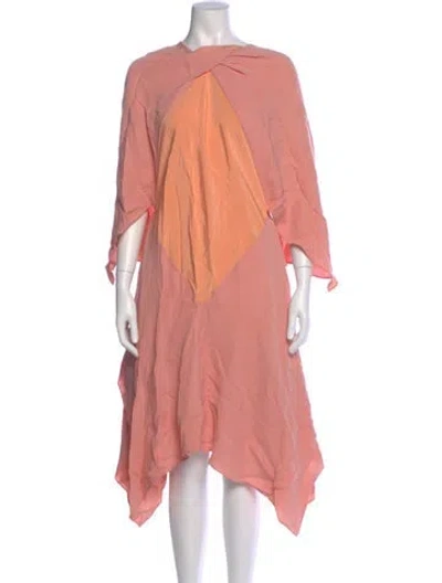 Pre-owned St John Silk Midi Length Dress In Pink