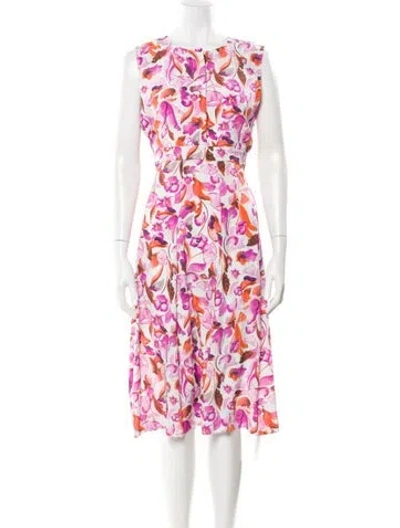 Pre-owned St John Silk Midi Length Dress In Pink