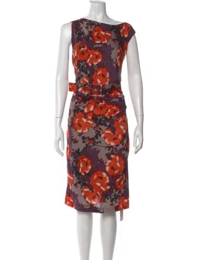 Pre-owned St John Silk Midi Length Dress In Purple