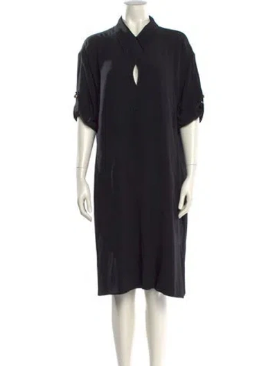 Pre-owned St John Silk Midi Length Dress W/ Tags In Black