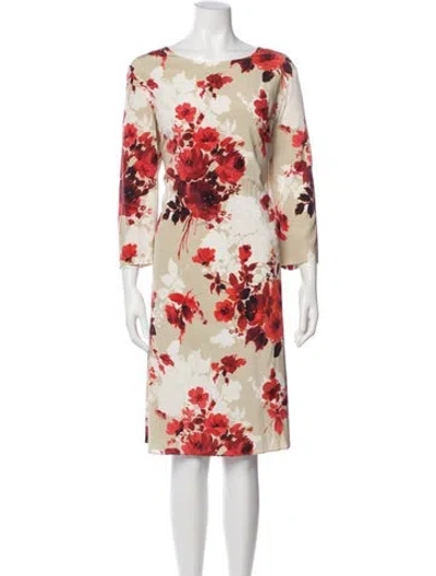 Pre-owned St John Silk Midi Length Dress W/ Tags In Neutral