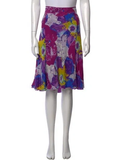 Pre-owned St John Silk Midi Length Skirt In Purple