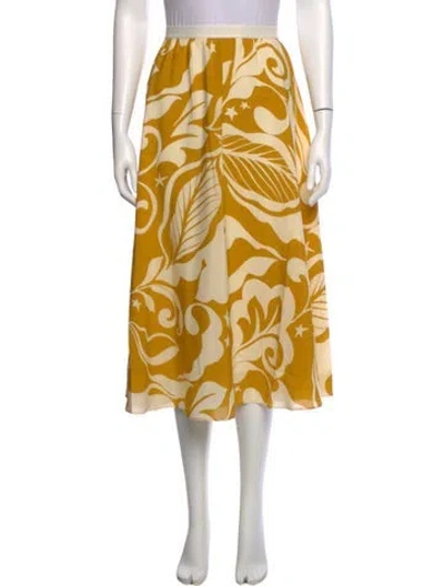 Pre-owned St John Silk Midi Length Skirt W/ Tags In Yellow