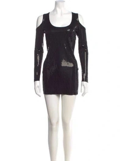 Pre-owned St John Silk Mini Dress In Black