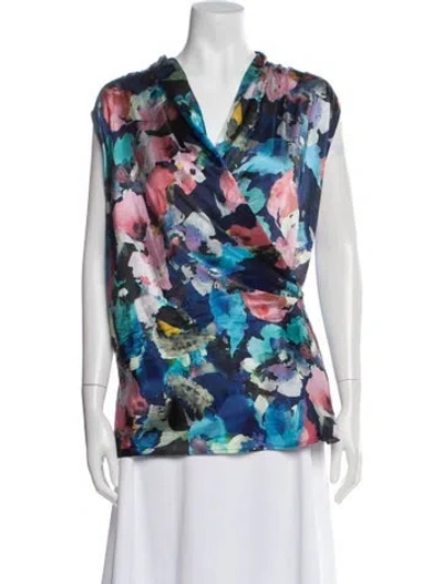 Pre-owned St John Silk Mini Dress In Blue