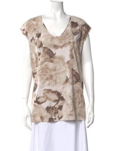 Pre-owned St John Silk Mini Dress In Brown