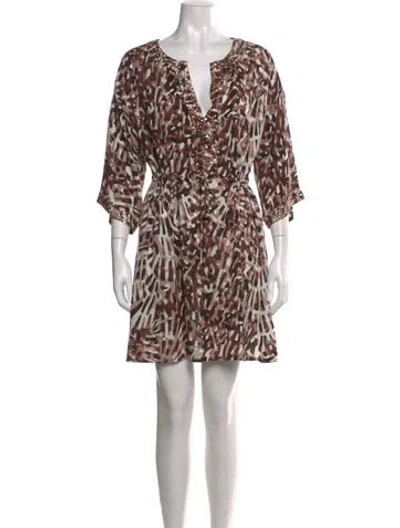 Pre-owned St John Silk Mini Dress In Brown