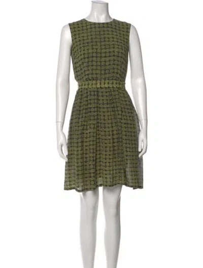 Pre-owned St John Silk Mini Dress In Green