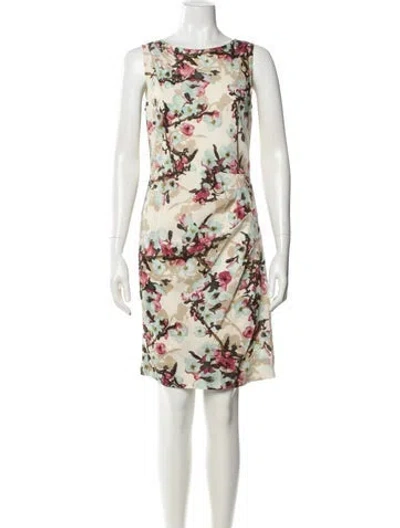 Pre-owned St John Silk Mini Dress In Neutral