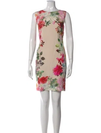 Pre-owned St John Silk Mini Dress In Neutral