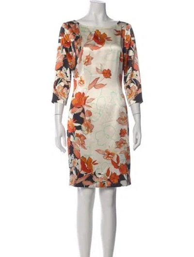 Pre-owned St John Silk Mini Dress In Neutral