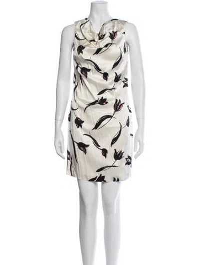 Pre-owned St John Silk Mini Dress In Neutral