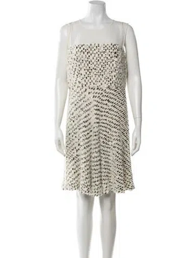 Pre-owned St John Silk Mini Dress In Neutrals