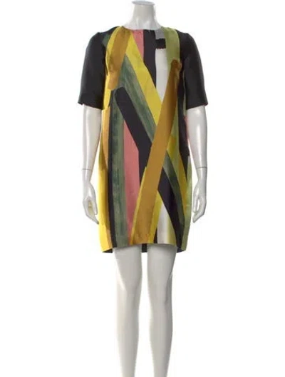 Pre-owned St John Silk Mini Dress In Yellow