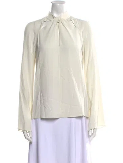 Pre-owned St John Silk Mock Neck Blouse In Neutral