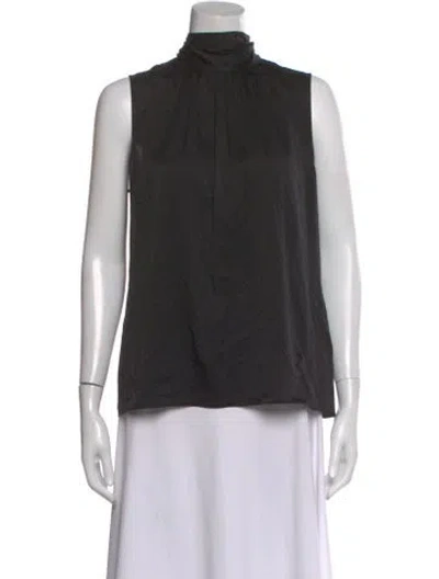 Pre-owned St John Silk Mock Neck Top In Black