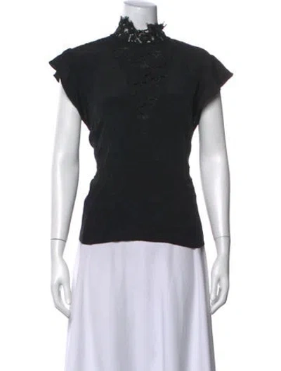 Pre-owned St John Silk Mock Neck Top In Black