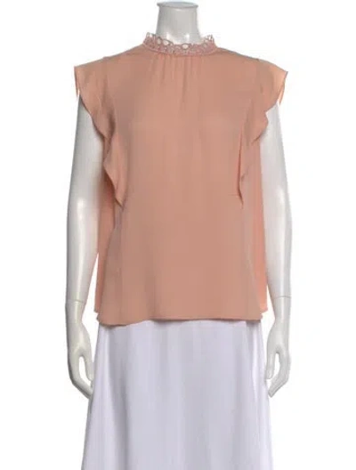 Pre-owned St John Silk Mock Neck Top In Pink