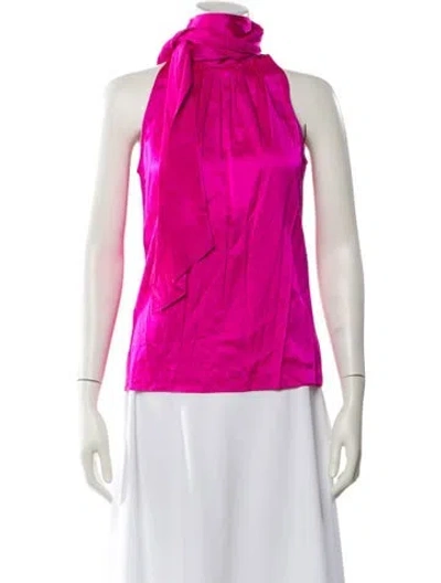 Pre-owned St John Silk One-shoulder Blouse In Pink