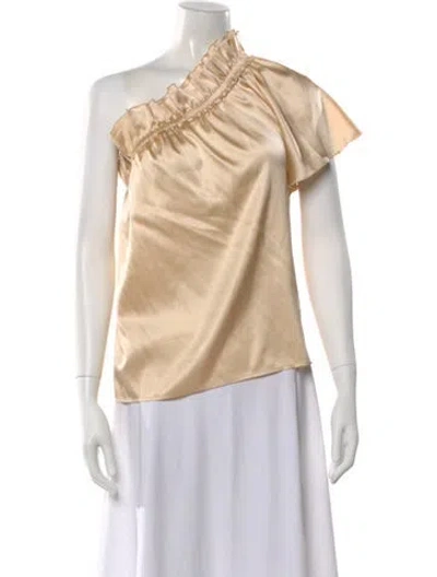 Pre-owned St John Silk One-shoulder Top In Neutral