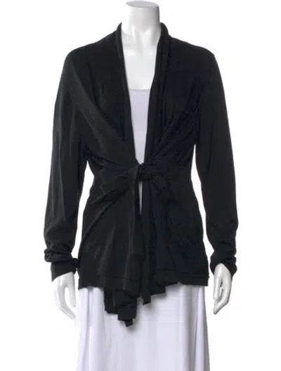 Pre-owned St John Silk Open Front Sweater In Black