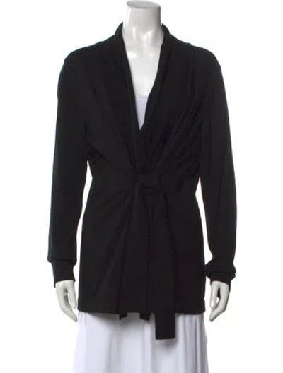 Pre-owned St John Silk Open Front Sweater In Black