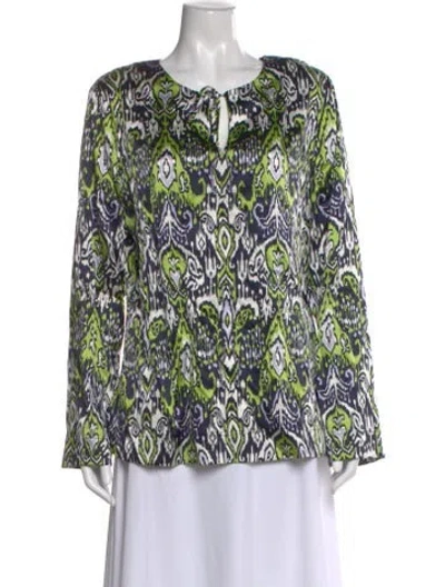 Pre-owned St John Silk Paisley Print Blouse In Multi