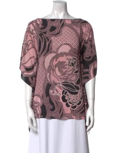 Pre-owned St John Silk Paisley Print Blouse In Multi