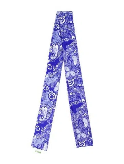 Pre-owned St John Silk Paisley Print Scarf In Blue