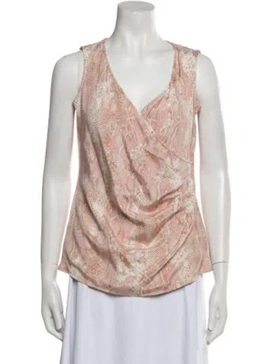 Pre-owned St John Silk Paisley Print Top In Pink