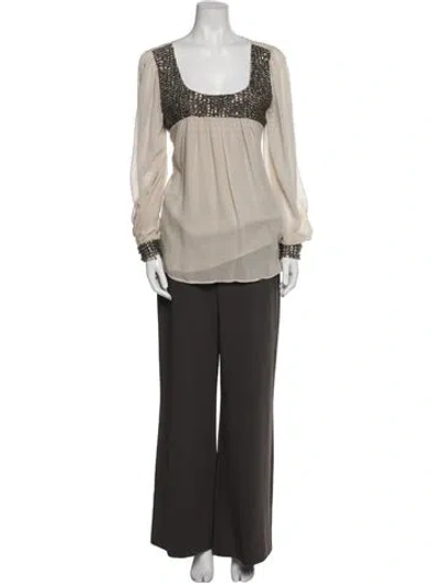 Pre-owned St John Silk Pant Set In Gray
