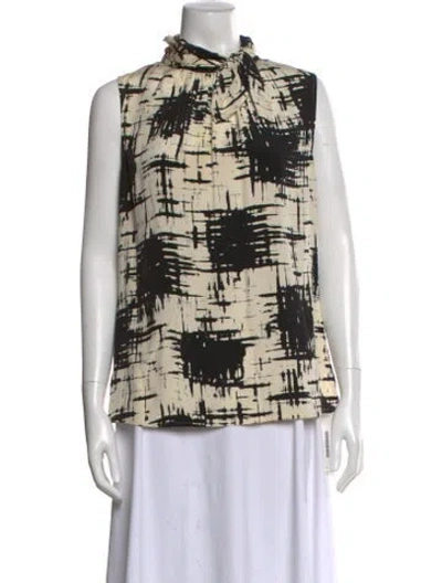 Pre-owned St John Silk Patterned Blouse In Black