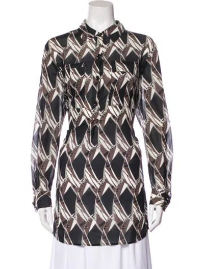 Pre-owned St John Silk Patterned Blouse In Multi