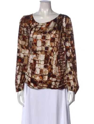 Pre-owned St John Silk Patterned Blouse In Multi