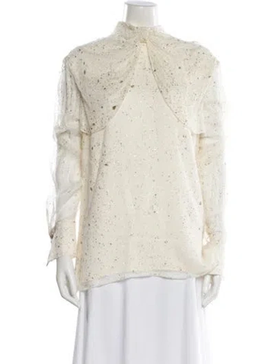 Pre-owned St John Silk Patterned Blouse In Neutral