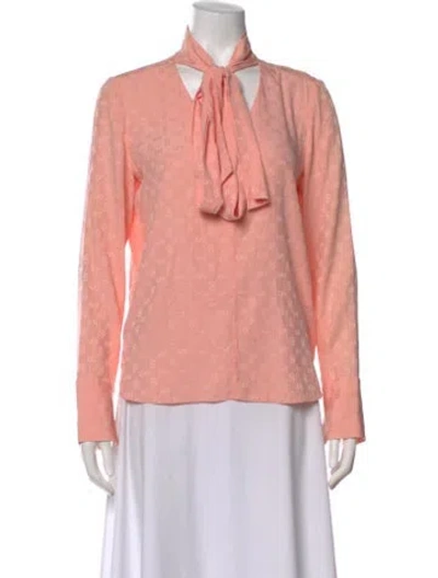 Pre-owned St John Silk Patterned Blouse In Pink