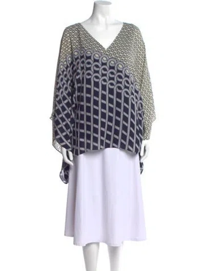 Pre-owned St John Silk Patterned Blouse W/ Tags