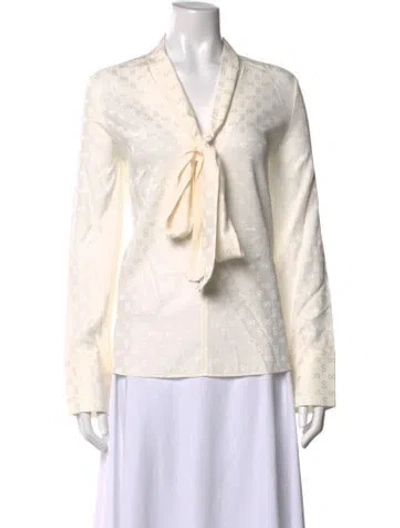 Pre-owned St John Silk Patterned Blouse W/ Tags In Neutrals