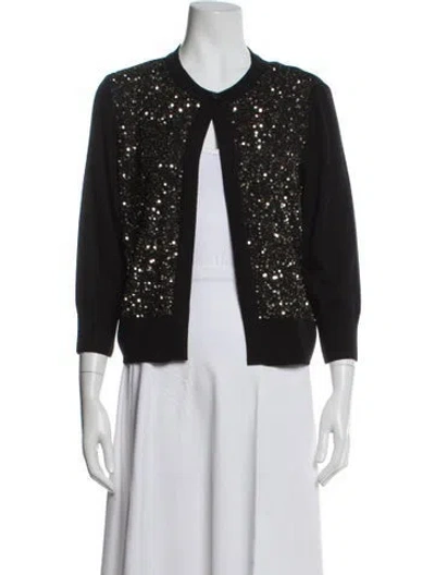 Pre-owned St John Silk Patterned Evening Jacket W/ Tags In Black