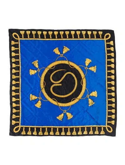 Pre-owned St John Silk Patterned Scarf In Blue