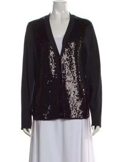 Pre-owned St John Silk Patterned Top In Black