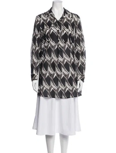 Pre-owned St John Silk Patterned Top In Black