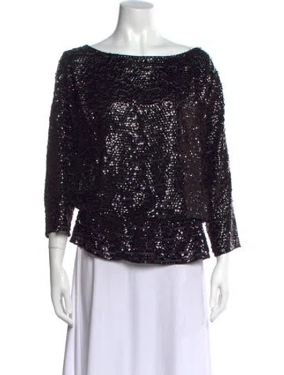 Pre-owned St John Silk Patterned Top In Black